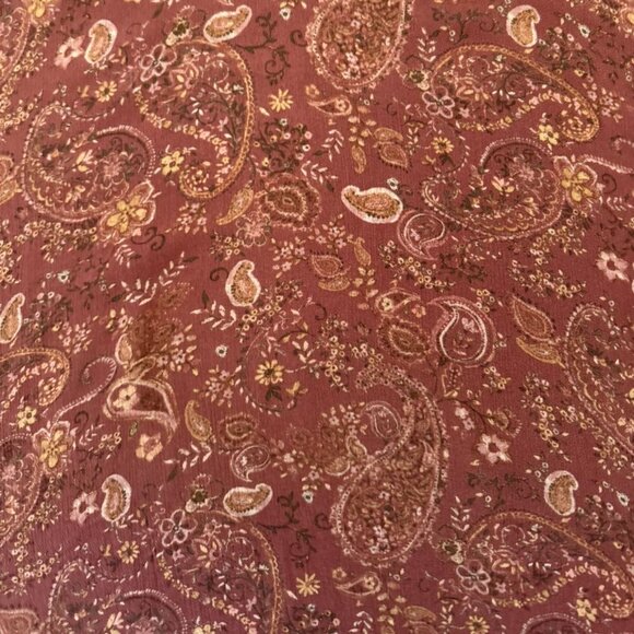 Vici Boho Harem Jumpsuit Rust Red Paisley Print Scallop Trim Size Small - Picture 7 of 8